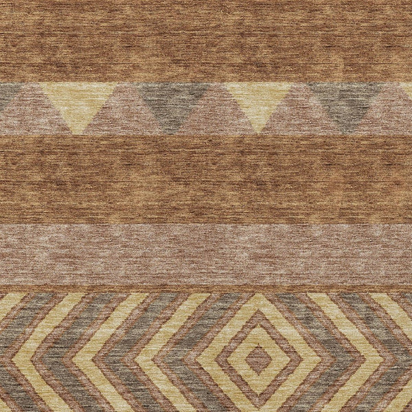 HomeRoots 5' Durable Southwestern Area Rug in Orange, Wheat & Taupe – Stylish, Washable Indoor/Outdoor Accent 9' X 12' 613943