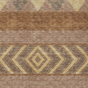 HomeRoots 5' Durable Southwestern Area Rug in Orange, Wheat & Taupe – Stylish, Washable Indoor/Outdoor Accent 10' X 14' 613944