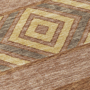 HomeRoots 5' Durable Southwestern Area Rug in Orange, Wheat & Taupe – Stylish, Washable Indoor/Outdoor Accent 10' X 14' 613944