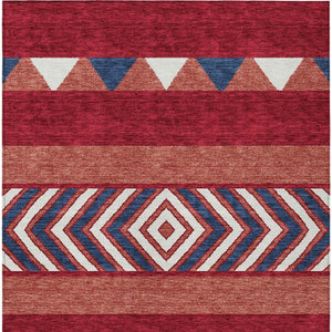 HomeRoots 5' Southwestern Area Rug – Bold Red, White & Navy Blue Geometric Design for Indoor & Outdoor Use 5' X 8' 613946