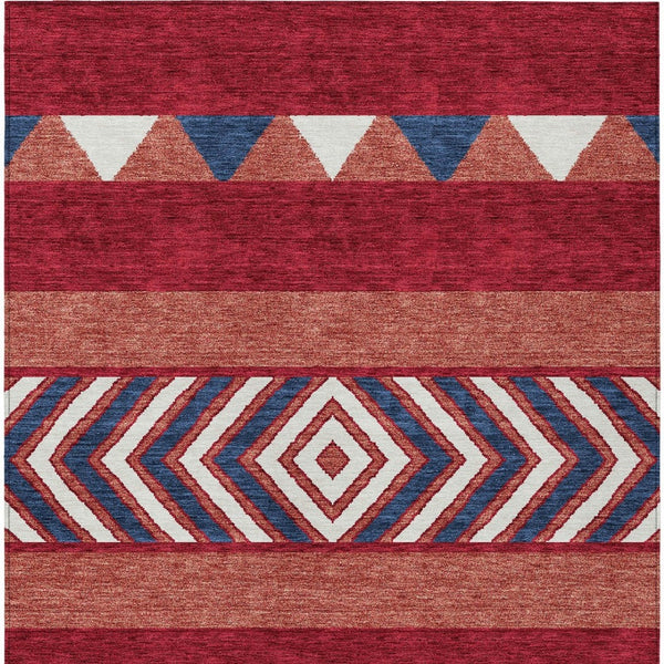 HomeRoots 5' Southwestern Area Rug – Bold Red, White & Navy Blue Geometric Design for Indoor & Outdoor Use 8' X 10' 613948