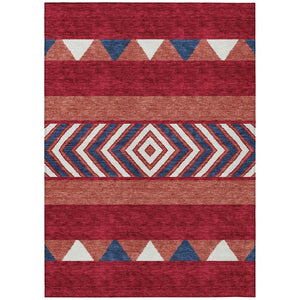 HomeRoots 5' Southwestern Area Rug – Bold Red, White & Navy Blue Geometric Design for Indoor & Outdoor Use 8' X 10' 613948