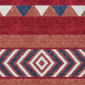 HomeRoots 5' Southwestern Area Rug – Bold Red, White & Navy Blue Geometric Design for Indoor & Outdoor Use 8' X 10' 613948