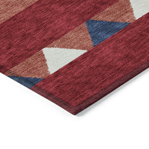 HomeRoots 5' Southwestern Area Rug – Bold Red, White & Navy Blue Geometric Design for Indoor & Outdoor Use 9' X 12' 613949