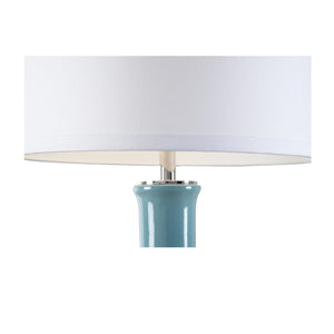 Wildwood Eva Teal Ceramic Lamp With Semi-Crackled Glaze On Clear Acrylic Base — Contemporary Accent Light For Living Rooms And Bedrooms 61396