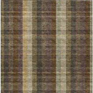 HomeRoots 5' Stylish Brown Taupe and Plum Plaid Area Rug - Durable, Washable, Perfect for Indoor & Outdoor Use 8' X 10' 613960