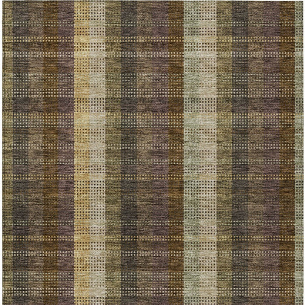 HomeRoots 5' Stylish Brown Taupe and Plum Plaid Area Rug - Durable, Washable, Perfect for Indoor & Outdoor Use 8' X 10' 613960