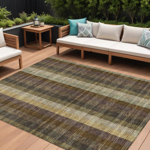 HomeRoots 5' Stylish Brown Taupe and Plum Plaid Area Rug - Durable, Washable, Perfect for Indoor & Outdoor Use 8' X 10' 613960