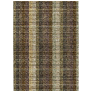 HomeRoots 5' Stylish Brown Taupe and Plum Plaid Area Rug - Durable, Washable, Perfect for Indoor & Outdoor Use 8' X 10' 613960