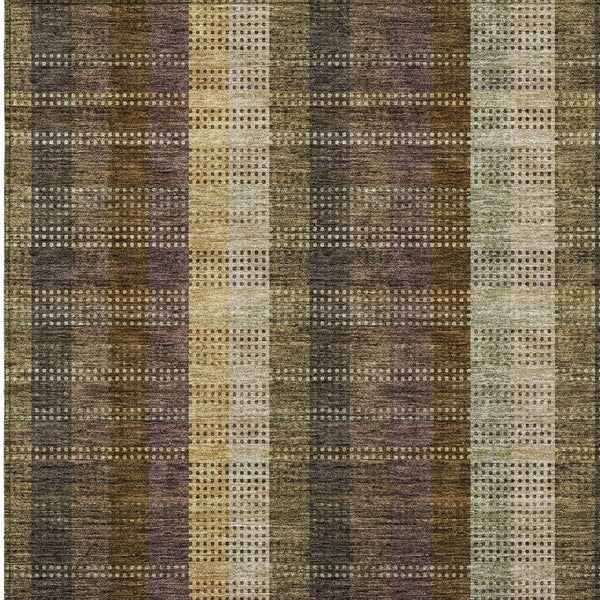 HomeRoots 5' Stylish Brown Taupe and Plum Plaid Area Rug - Durable, Washable, Perfect for Indoor & Outdoor Use 8' X 10' 613960