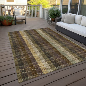 HomeRoots 5' Stylish Brown Taupe and Plum Plaid Area Rug - Durable, Washable, Perfect for Indoor & Outdoor Use 9' X 12' 613961