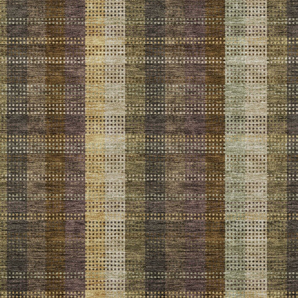 HomeRoots 5' Stylish Brown Taupe and Plum Plaid Area Rug - Durable, Washable, Perfect for Indoor & Outdoor Use 9' X 12' 613961