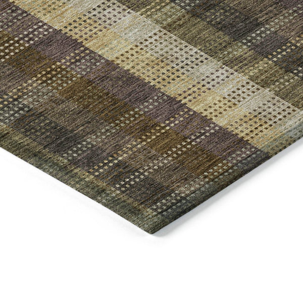 HomeRoots 5' Stylish Brown Taupe and Plum Plaid Area Rug - Durable, Washable, Perfect for Indoor & Outdoor Use 10' X 14' 613962