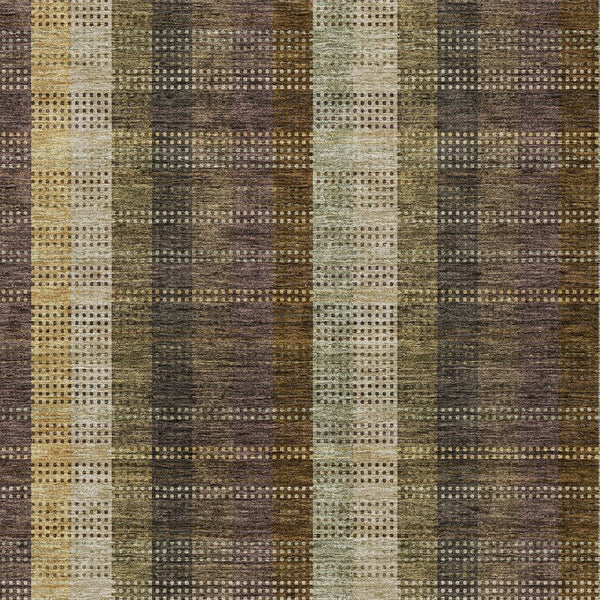 HomeRoots 5' Stylish Brown Taupe and Plum Plaid Area Rug - Durable, Washable, Perfect for Indoor & Outdoor Use 10' X 14' 613962