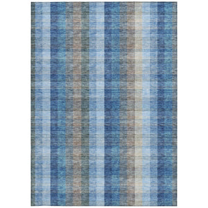 HomeRoots 5' Stylish Denim Blue Plaid Washable Area Rug - Durable Indoor/Outdoor Design for High-Traffic Spaces 5' X 8' 613964