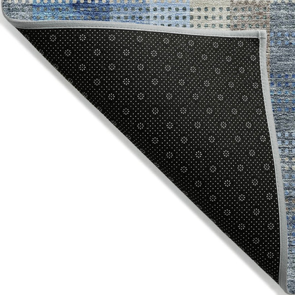 HomeRoots 5' Stylish Denim Blue Plaid Washable Area Rug - Durable Indoor/Outdoor Design for High-Traffic Spaces 8' X 10' 613966