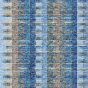 HomeRoots 5' Stylish Denim Blue Plaid Washable Area Rug - Durable Indoor/Outdoor Design for High-Traffic Spaces 8' X 10' 613966