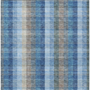 HomeRoots 5' Stylish Denim Blue Plaid Washable Area Rug - Durable Indoor/Outdoor Design for High-Traffic Spaces 10' X 14' 613968