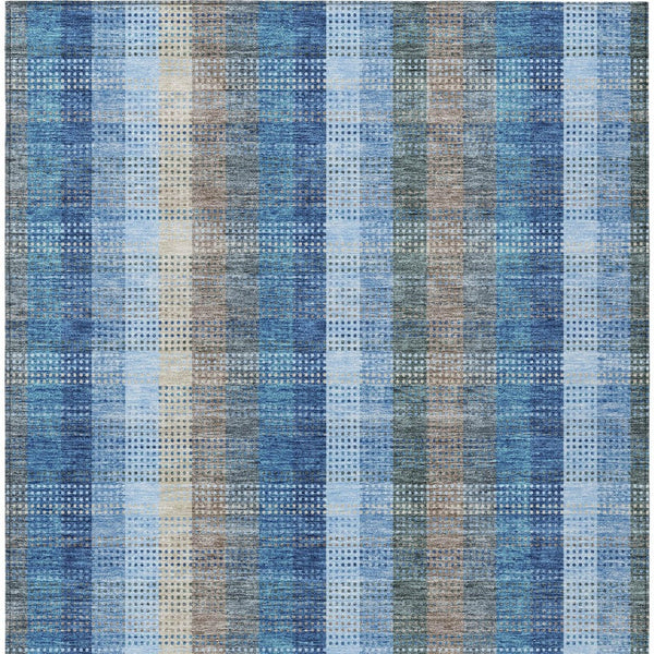 HomeRoots 5' Stylish Denim Blue Plaid Washable Area Rug - Durable Indoor/Outdoor Design for High-Traffic Spaces 10' X 14' 613968