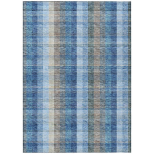 HomeRoots 5' Stylish Denim Blue Plaid Washable Area Rug - Durable Indoor/Outdoor Design for High-Traffic Spaces 10' X 14' 613968