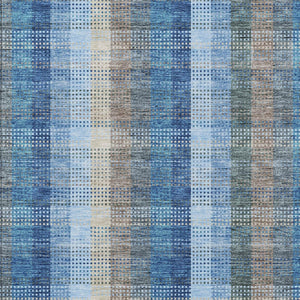 HomeRoots 5' Stylish Denim Blue Plaid Washable Area Rug - Durable Indoor/Outdoor Design for High-Traffic Spaces 10' X 14' 613968