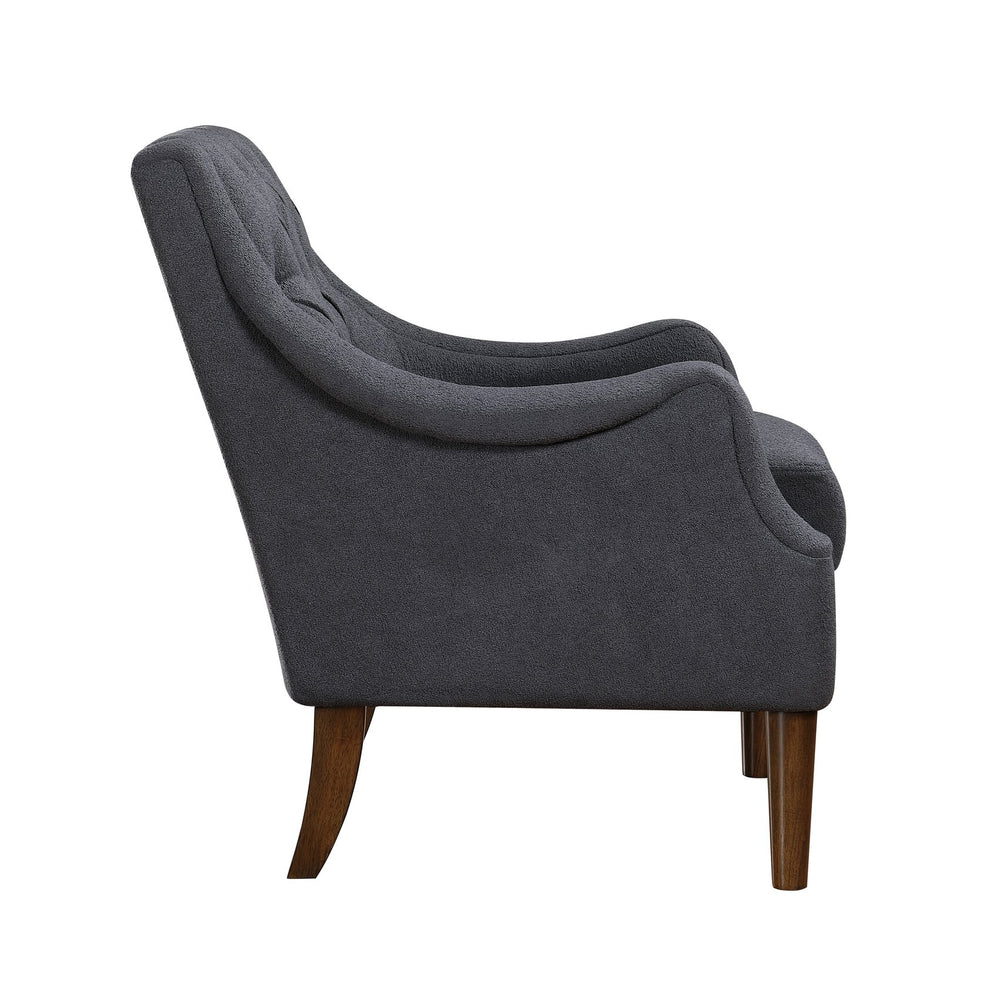 English Elm Dark Gray Stella Accent Chair Button-Tufted Boucle Upholstery Dark Brown Legs Modern Classic Comfort 34"H B011P272288