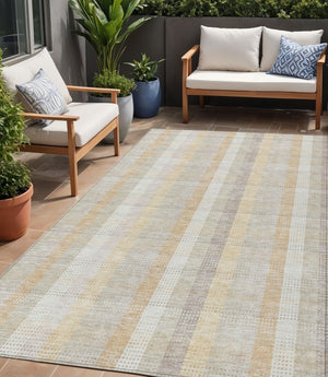 HomeRoots 5' Classic Plaid Indoor Outdoor Area Rug in Ivory Beige and Tan - Durable, Washable, Versatile Design 5' X 8' 613970