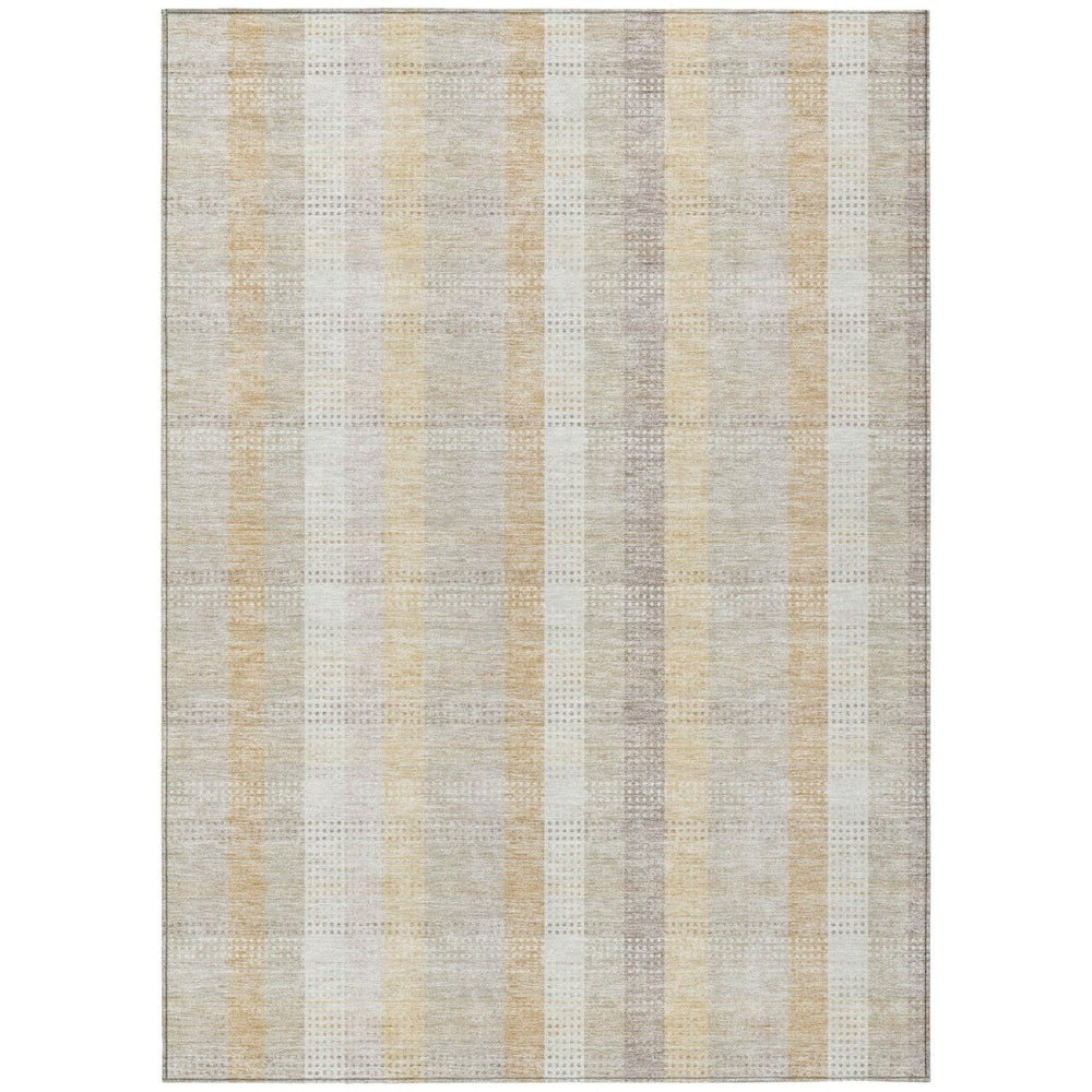 HomeRoots 5' Classic Plaid Indoor Outdoor Area Rug in Ivory Beige and Tan - Durable, Washable, Versatile Design 5' X 8' 613970