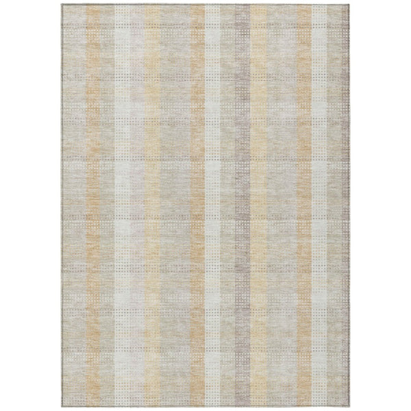 HomeRoots 5' Classic Plaid Indoor Outdoor Area Rug in Ivory Beige and Tan - Durable, Washable, Versatile Design 5' X 8' 613970