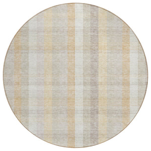 HomeRoots 5' Classic Plaid Indoor Outdoor Area Rug in Ivory Beige and Tan - Durable, Washable, Versatile Design 8' Round 613971
