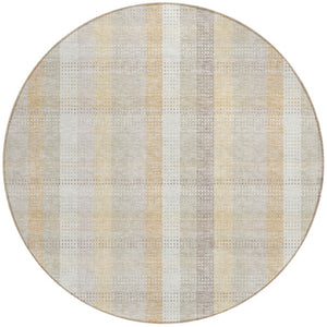 HomeRoots 5' Classic Plaid Indoor Outdoor Area Rug in Ivory Beige and Tan - Durable, Washable, Versatile Design 8' Round 613971