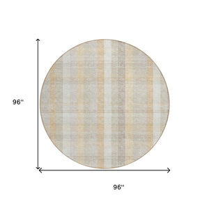 HomeRoots 5' Classic Plaid Indoor Outdoor Area Rug in Ivory Beige and Tan - Durable, Washable, Versatile Design 8' Round 613971