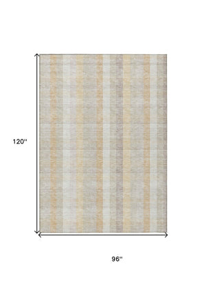HomeRoots 5' Classic Plaid Indoor Outdoor Area Rug in Ivory Beige and Tan - Durable, Washable, Versatile Design 8' X 10' 613972