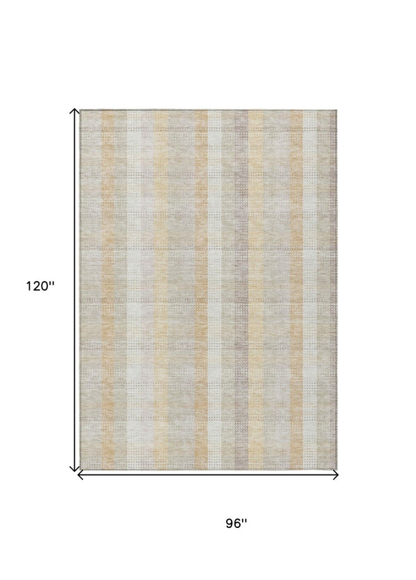 HomeRoots 5' Classic Plaid Indoor Outdoor Area Rug in Ivory Beige and Tan - Durable, Washable, Versatile Design 8' X 10' 613972