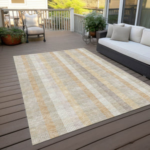 HomeRoots 5' Classic Plaid Indoor Outdoor Area Rug in Ivory Beige and Tan - Durable, Washable, Versatile Design 8' X 10' 613972