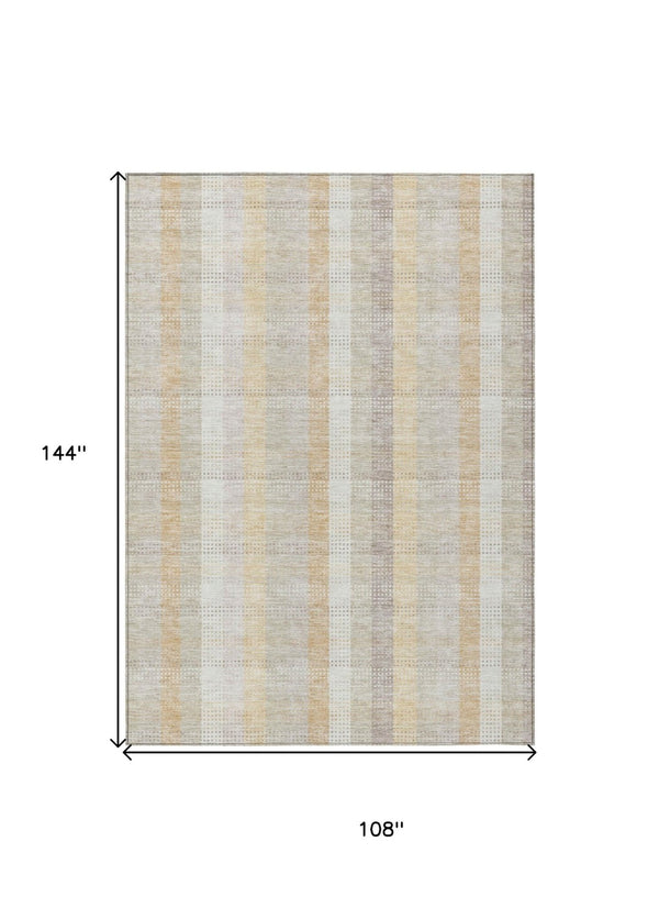 HomeRoots 5' Classic Plaid Indoor Outdoor Area Rug in Ivory Beige and Tan - Durable, Washable, Versatile Design 9' X 12' 613973