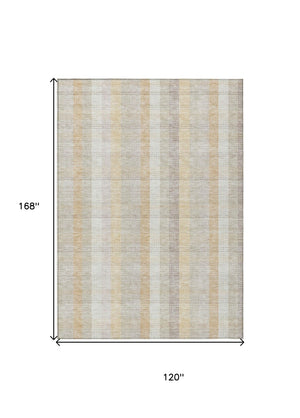 HomeRoots 5' Classic Plaid Indoor Outdoor Area Rug in Ivory Beige and Tan - Durable, Washable, Versatile Design 10' X 14' 613974