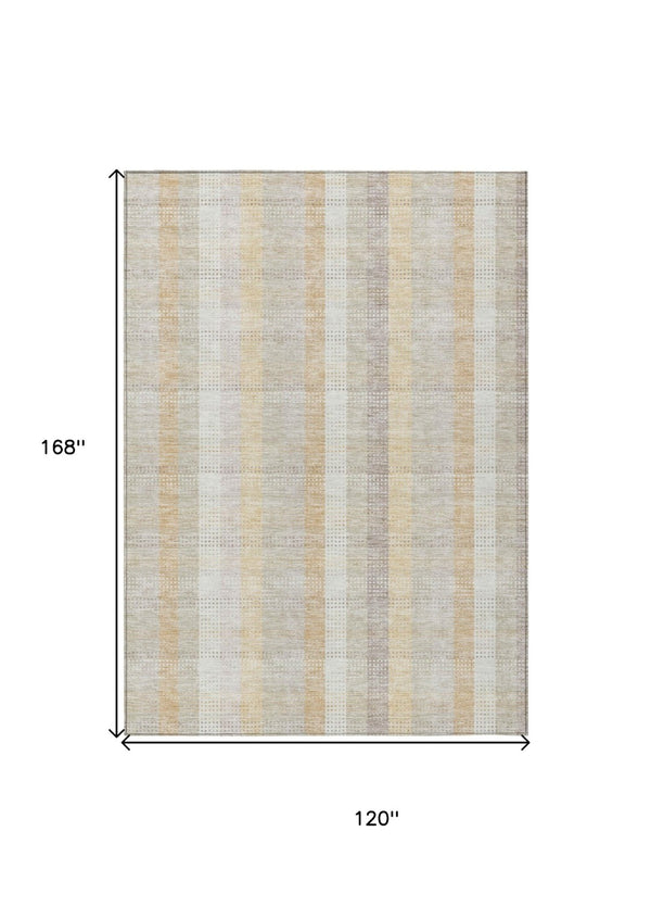 HomeRoots 5' Classic Plaid Indoor Outdoor Area Rug in Ivory Beige and Tan - Durable, Washable, Versatile Design 10' X 14' 613974
