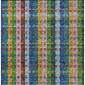 HomeRoots 5' Timeless Navy Blue Pink and Sage Plaid Washable Area Rug for Indoor or Outdoor Durability & Style 5' X 8' 613976