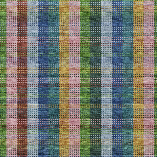 HomeRoots 5' Timeless Navy Blue Pink and Sage Plaid Washable Area Rug for Indoor or Outdoor Durability & Style 8' X 10' 613978