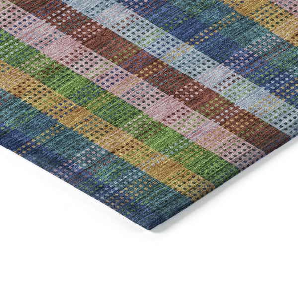 HomeRoots 5' Timeless Navy Blue Pink and Sage Plaid Washable Area Rug for Indoor or Outdoor Durability & Style 9' X 12' 613979