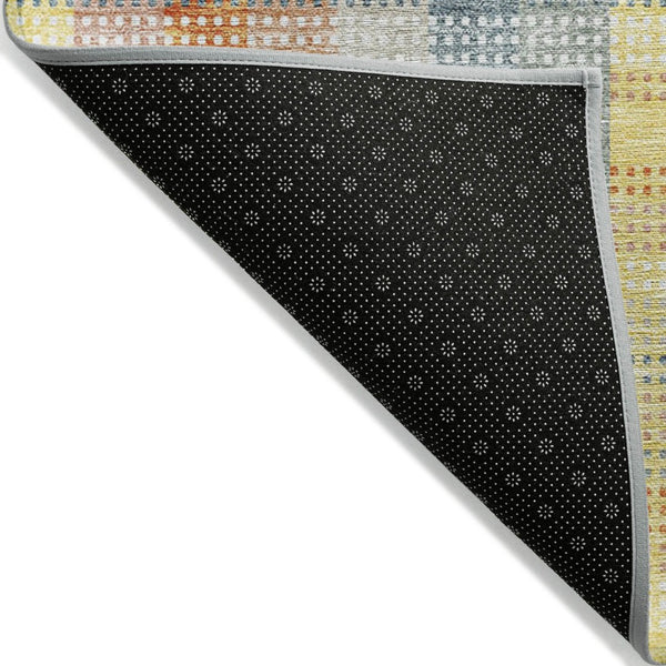HomeRoots 5' Cozy Peach Ivory and Orange Plaid Area Rug - Machine Washable, Durable for Indoor/Outdoor Use 9' X 12' 613985