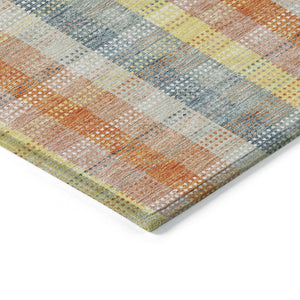 HomeRoots 5' Cozy Peach Ivory and Orange Plaid Area Rug - Machine Washable, Durable for Indoor/Outdoor Use 9' X 12' 613985