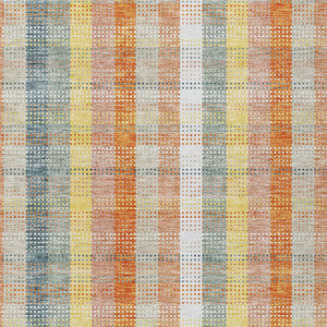 HomeRoots 5' Cozy Peach Ivory and Orange Plaid Area Rug - Machine Washable, Durable for Indoor/Outdoor Use 9' X 12' 613985