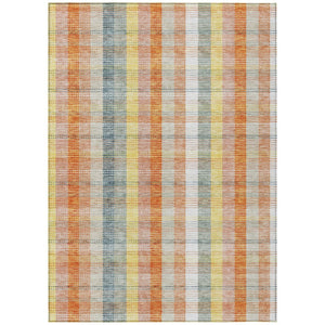 HomeRoots 5' Cozy Peach Ivory and Orange Plaid Area Rug - Machine Washable, Durable for Indoor/Outdoor Use 10' X 14' 613986