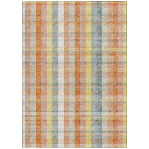 HomeRoots 5' Cozy Peach Ivory and Orange Plaid Area Rug - Machine Washable, Durable for Indoor/Outdoor Use 10' X 14' 613986