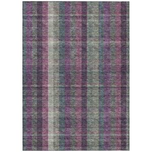HomeRoots 5' Stylish Plum Eggplant and Gray Plaid Washable Area Rug for Indoor and Outdoor Durability 5' X 8' 613988