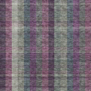 HomeRoots 5' Stylish Plum Eggplant and Gray Plaid Washable Area Rug for Indoor and Outdoor Durability 5' X 8' 613988