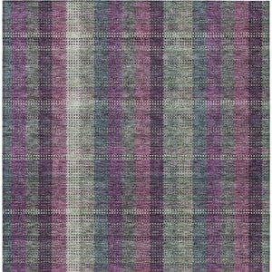 HomeRoots 5' Stylish Plum Eggplant and Gray Plaid Washable Area Rug for Indoor and Outdoor Durability 9' X 12' 613991