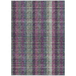 HomeRoots 5' Stylish Plum Eggplant and Gray Plaid Washable Area Rug for Indoor and Outdoor Durability 10' X 14' 613992